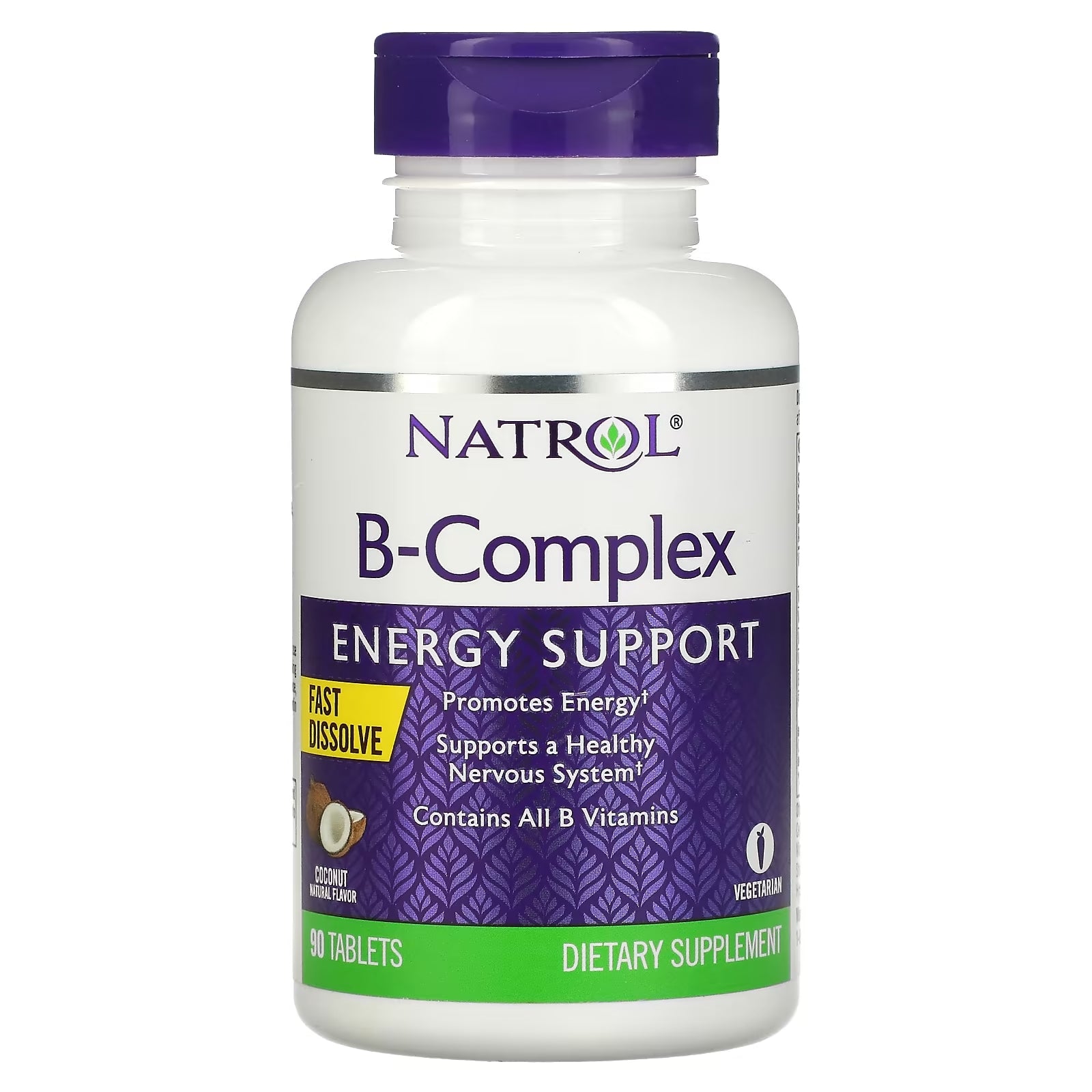 Natrol Vitamin B Complex, Coconut Flavor, 90 Tablets