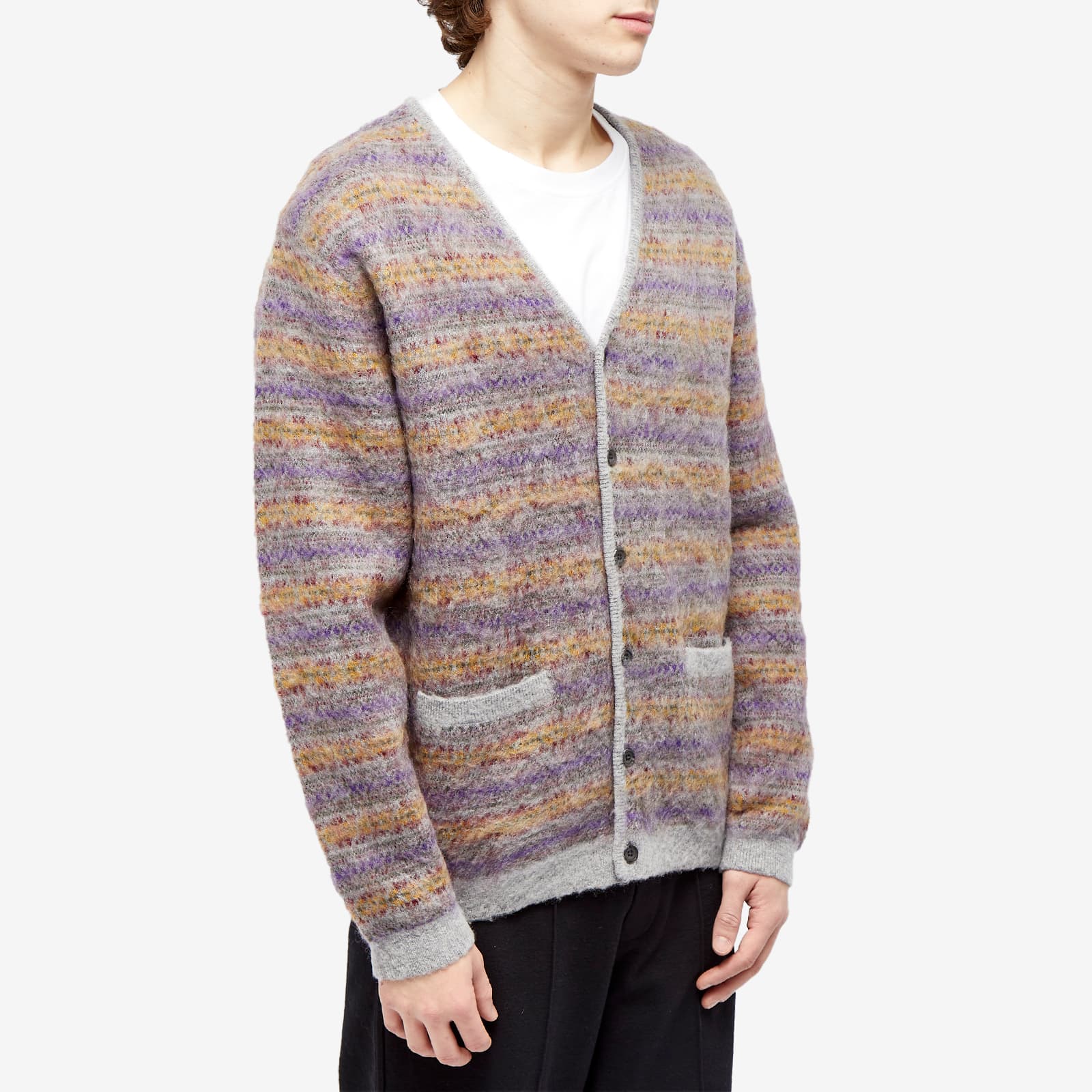 Cardigan Beams Plus Fairisle Jacquard Mohair, gray