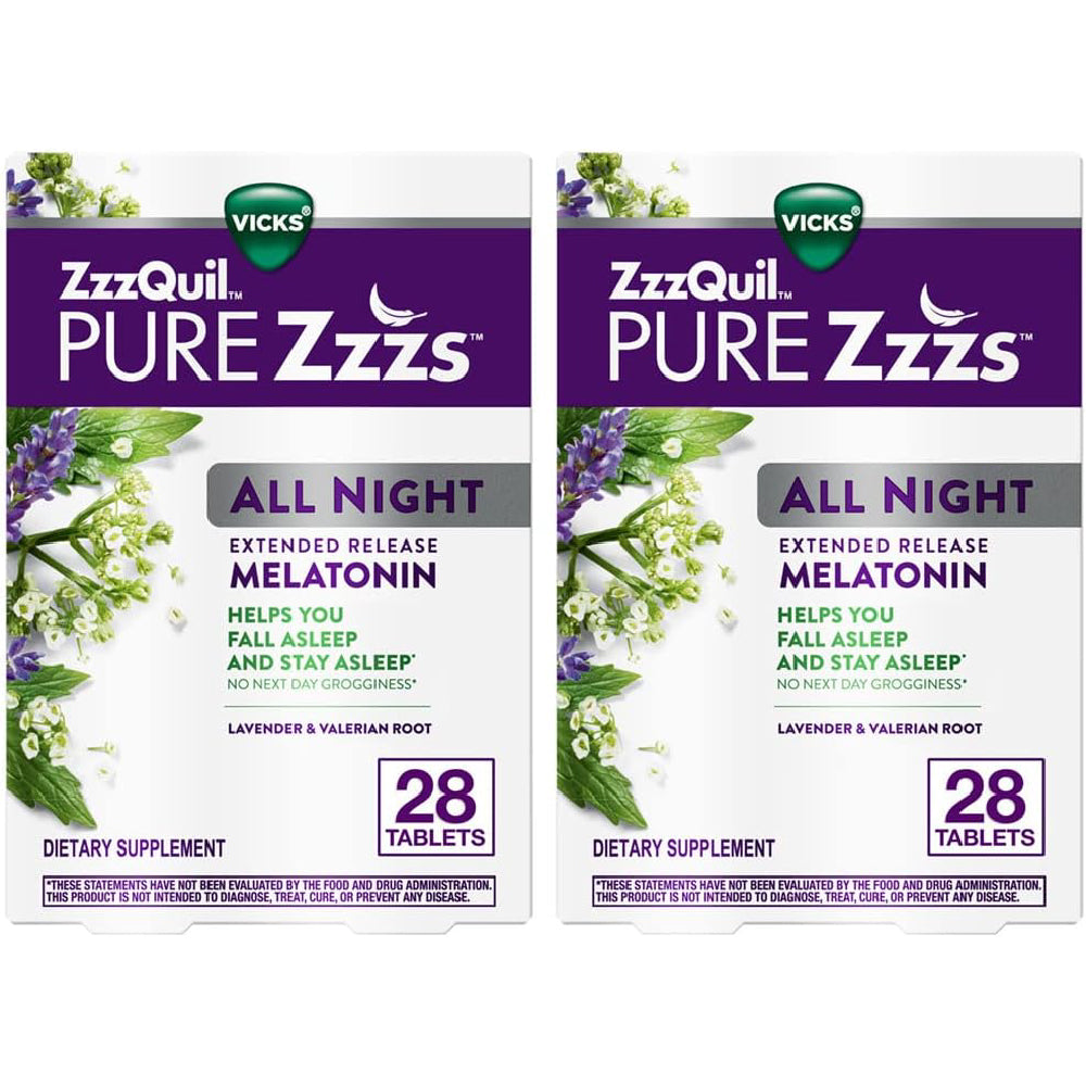 Melatonin ZzzQuil PURE Zzzs All Night Extended Release, 2x28 capsules