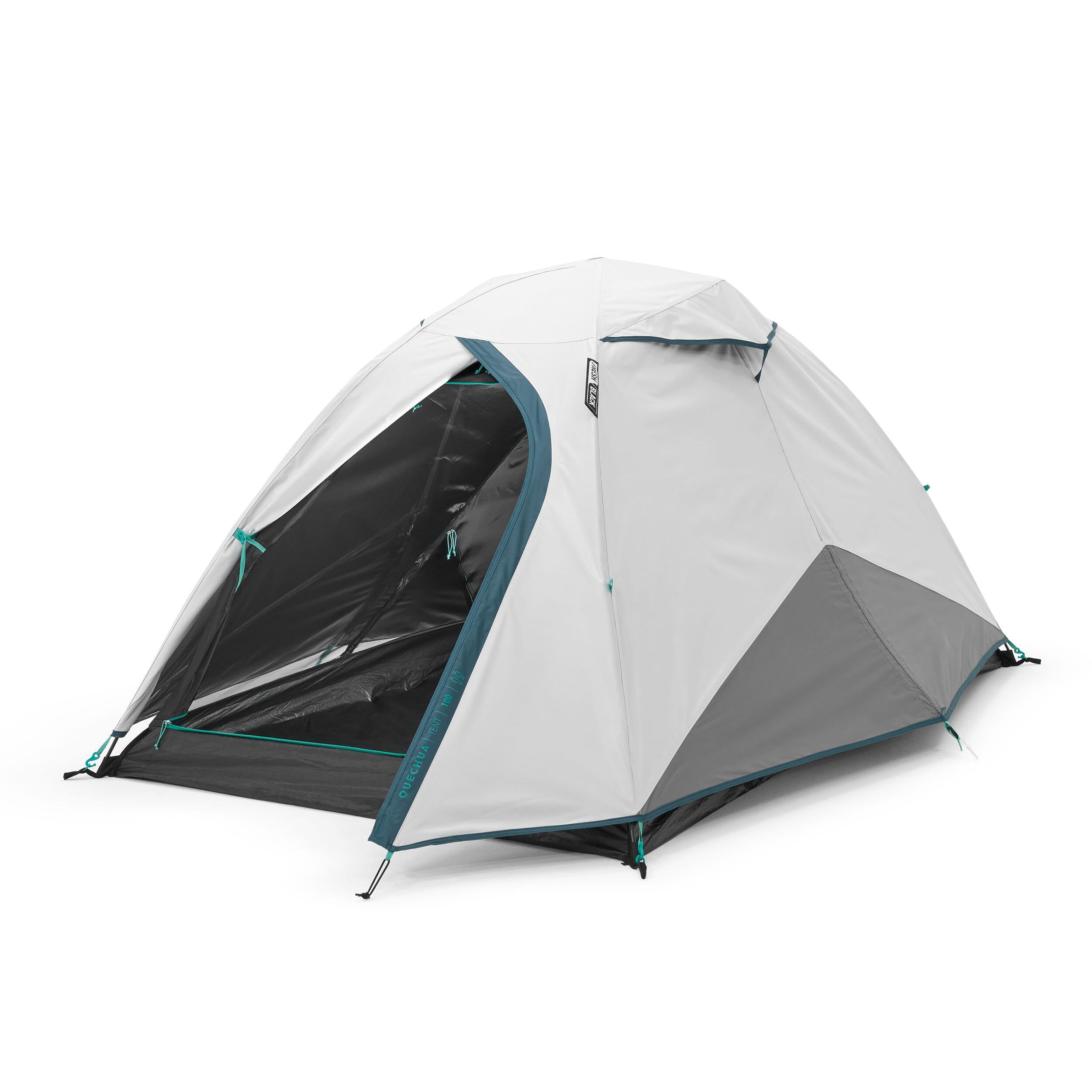 Camping tent 2-person Quechua Fresh & Black MH100, white/gray/blue