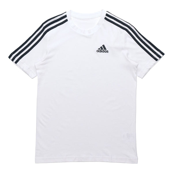 تي شيرت adidas M 3s Sj T Sports Training Stripe برقبة دائرية وأكمام قصيرة أبيض، أبيض