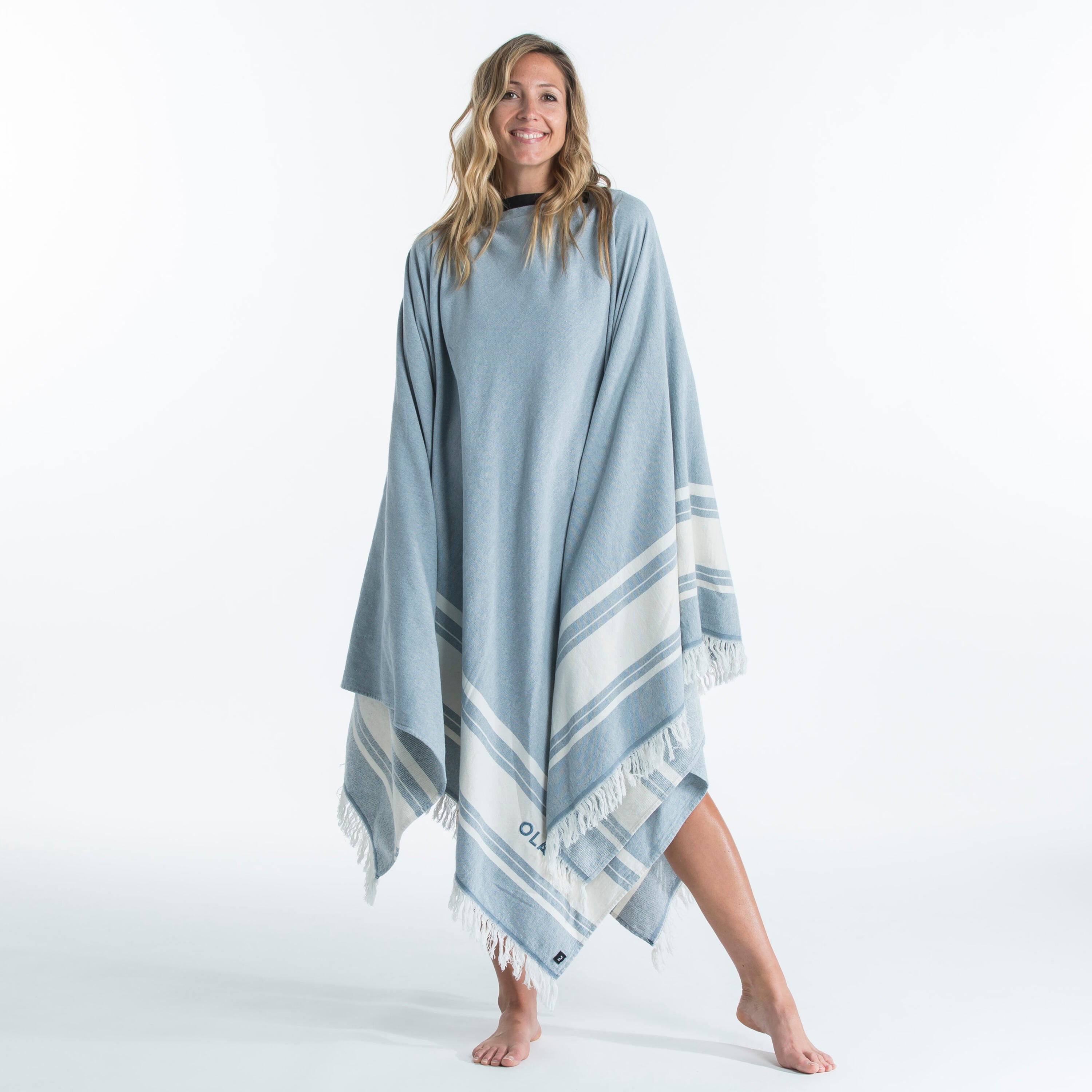 Towel Poncho 2XL 190 × 190 CM OLAIAN, blue-gray