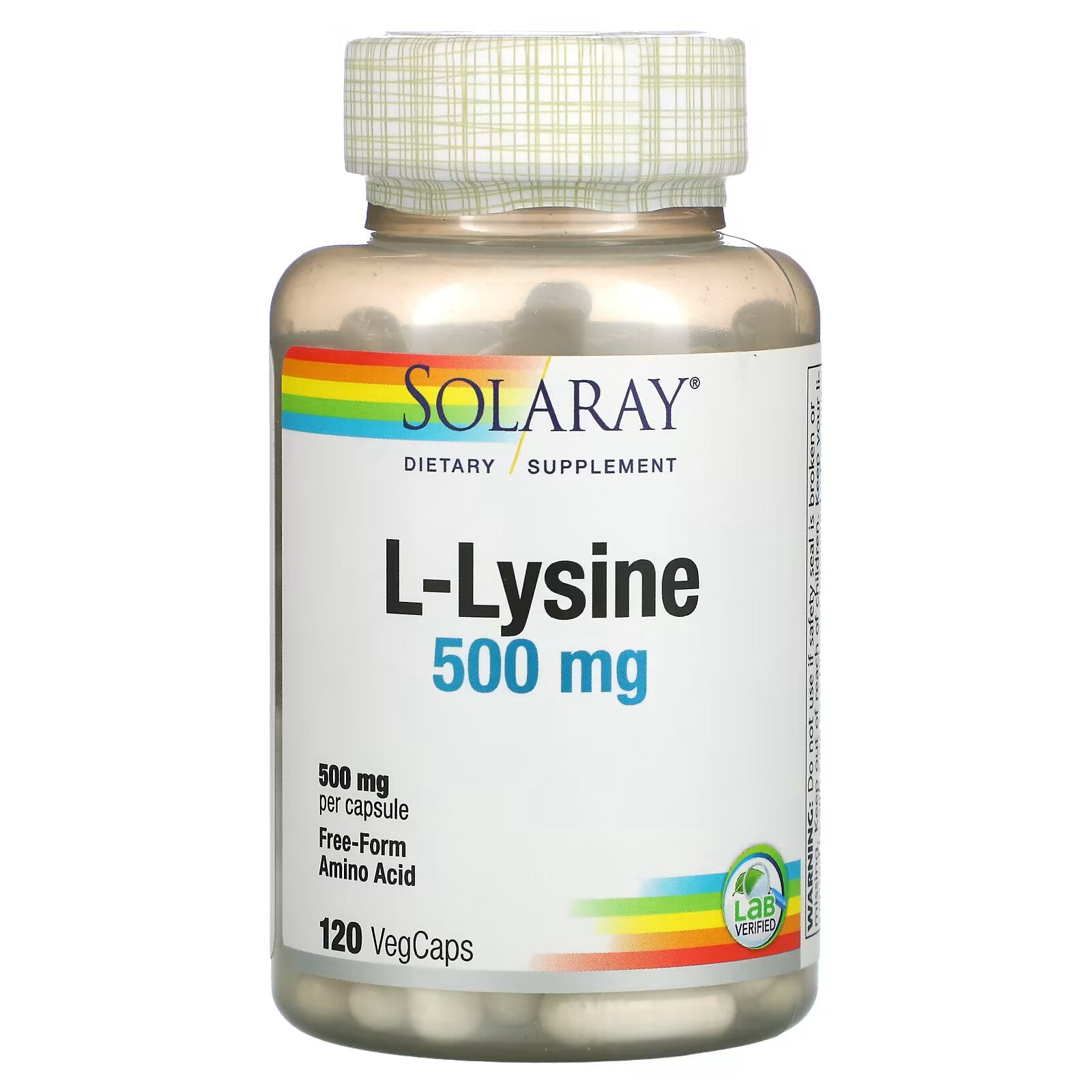 Solaray, L-Lysine, 500 mg, 120 Veggie Caps