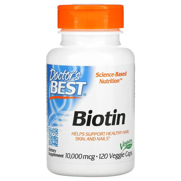 Biotin, Doctor's Best, 10,000 mcg, 120 Veggie Caps