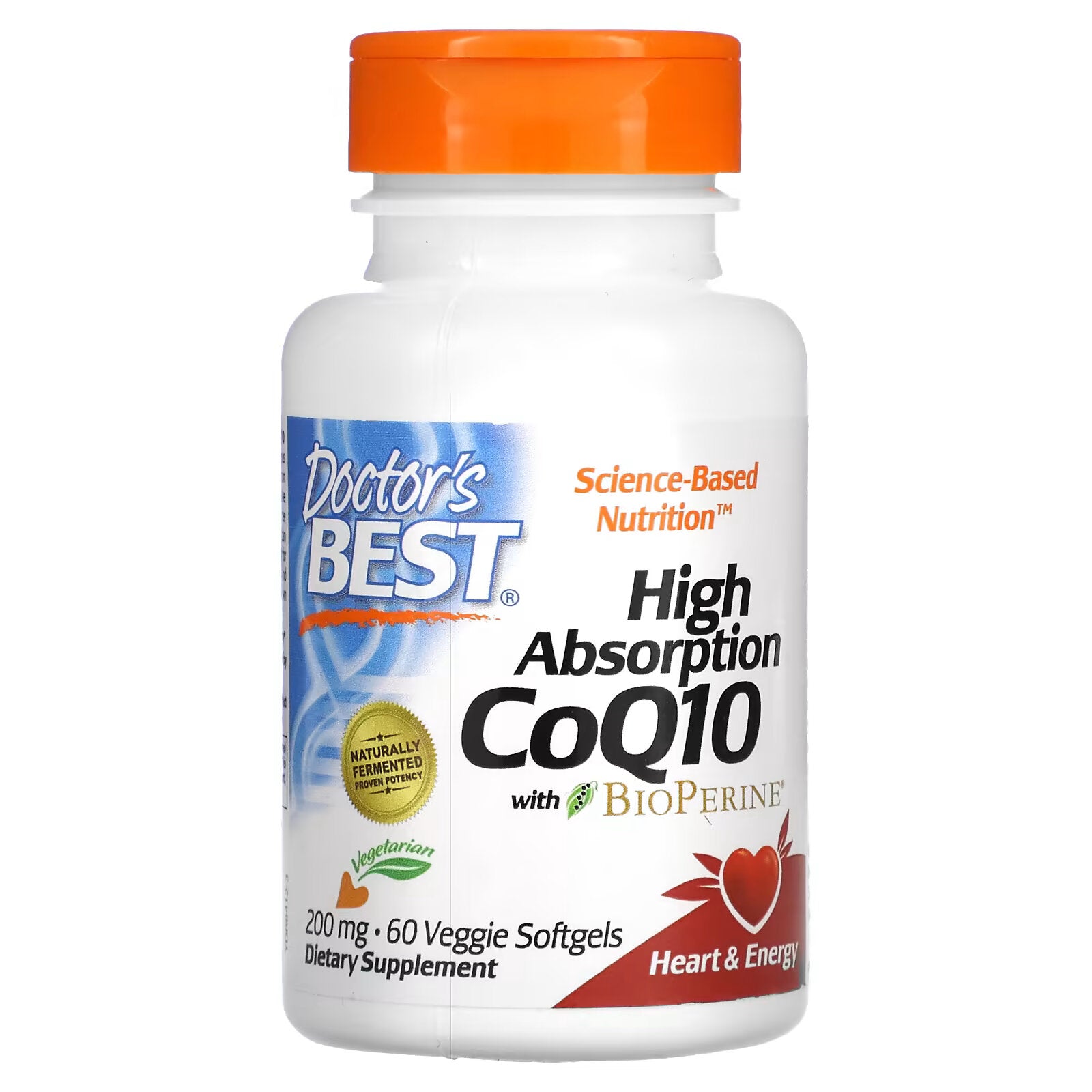 Doctor's Best, High Absorption CoQ10, with BioPerine, 200 mg 60 vegetarian softgels