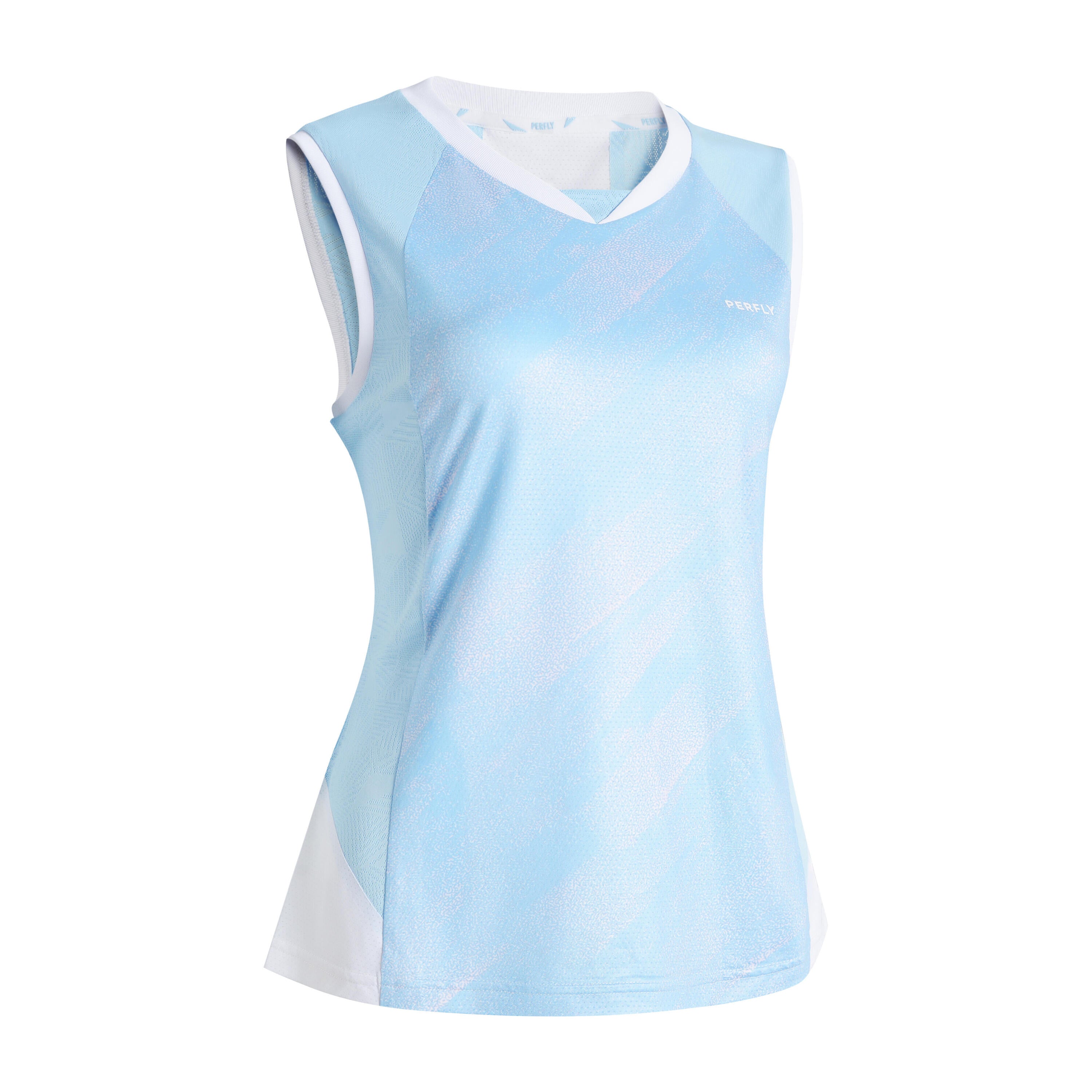 Women's badminton T-shirt 900 blue PERFLY, light blue