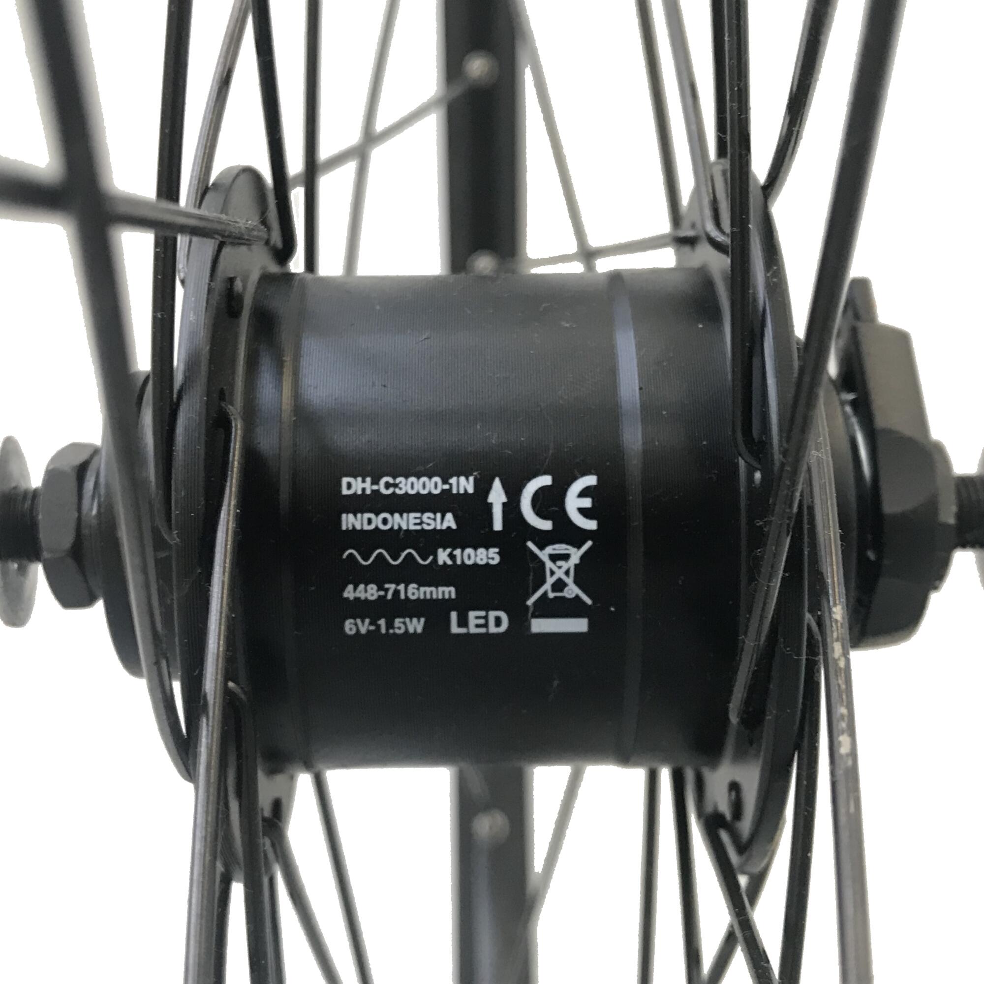 عجلة أمامية مقاس 28 بوصة ذات جدار مزدوج دينامو المحور مع فرامل على شكل حرف V Shimano DH-C3000-1N LD 500 ELOPS، أسود