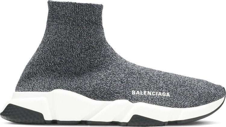 حذاء رياضي Balenciaga Speed ​​Trainer باللون الرمادي والأبيض والأسود