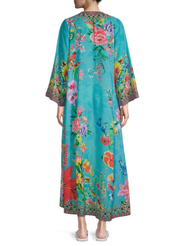 Ranee's Blue Floral Open Front Cape