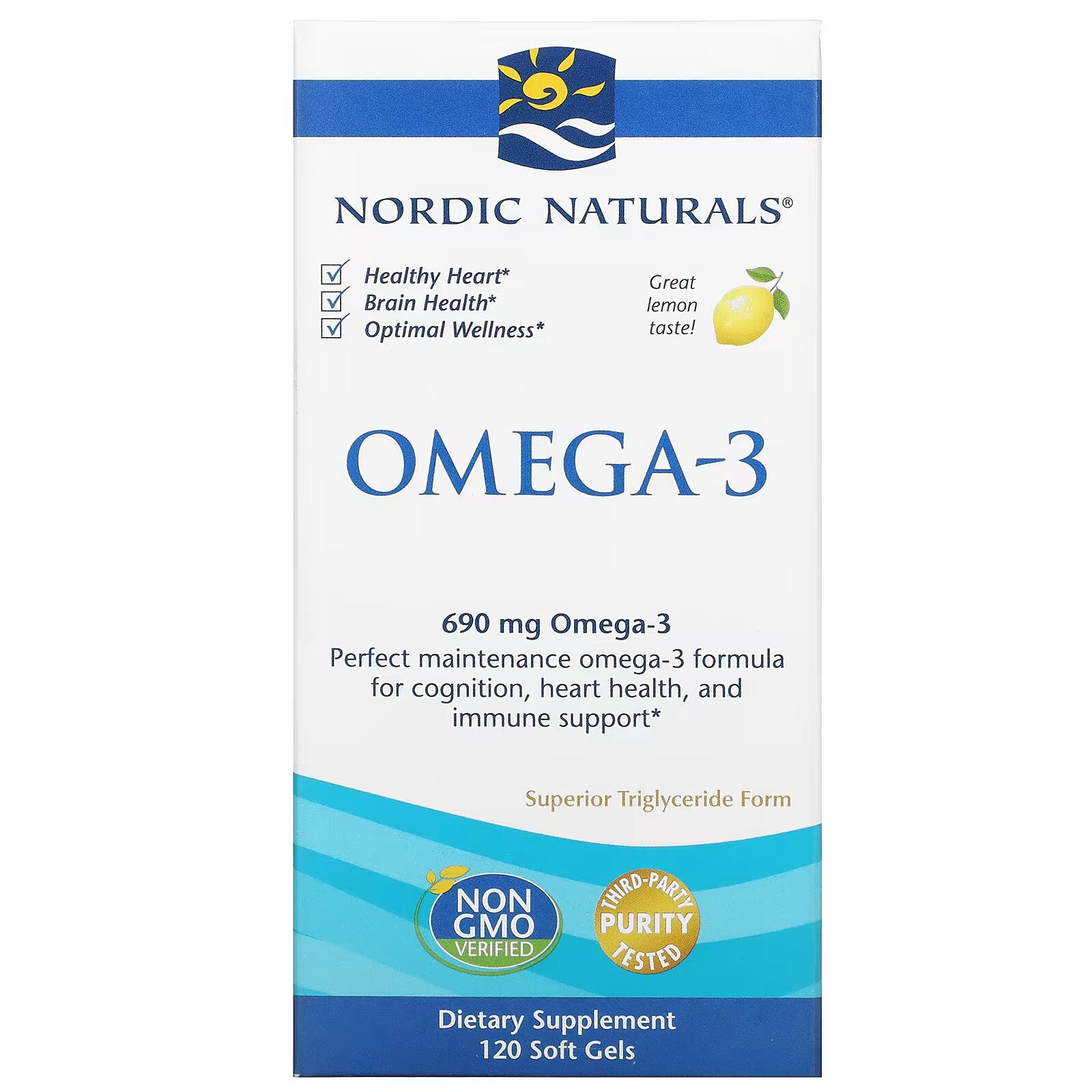 Nordic Naturals، أوميجا 3، ليمون، 345 مجم، 120 كبسولة