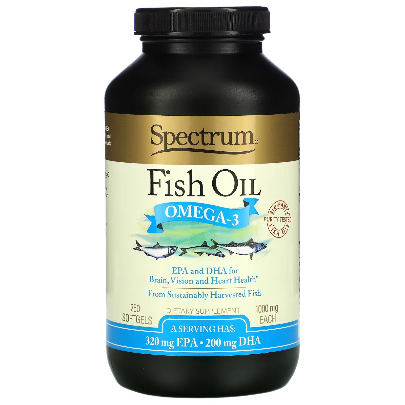 Spectrum Essentials, Fish Oil, Omega 3, 1000 mg, 250 Capsules