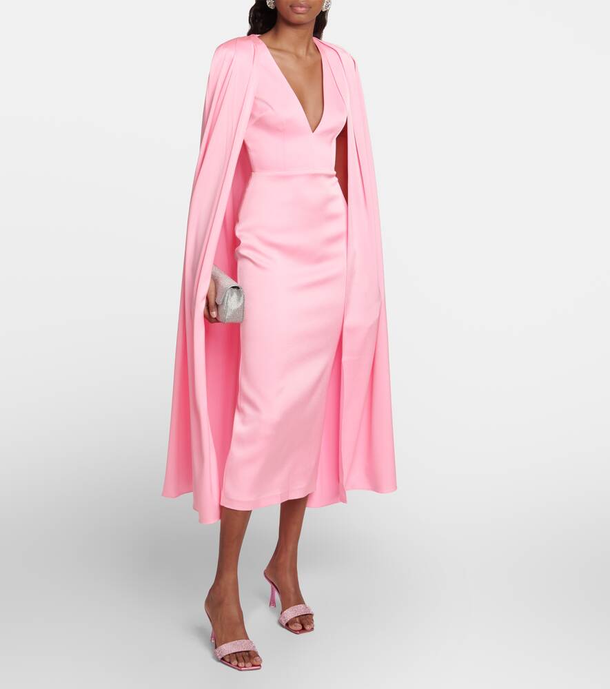 ALEX PERRY crepe cape midi dress, pink