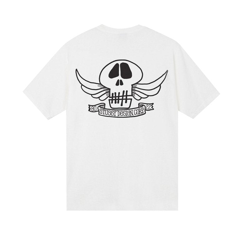 Stussy Skull Wings Pigment Dyed Tee 'White' T-Shirt, White