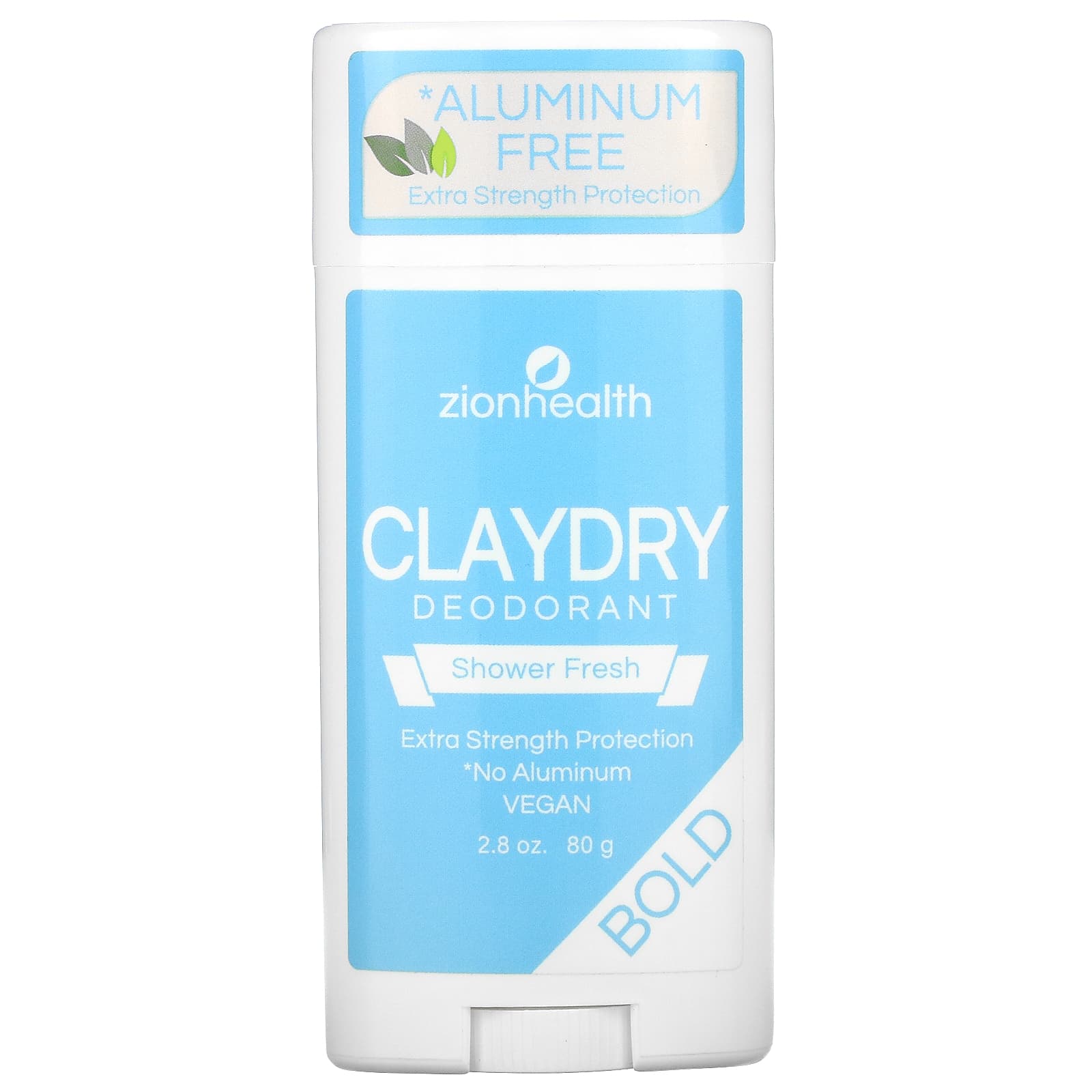 Zion Health ClayDry Deodorant, Refreshing Shower, 80 g