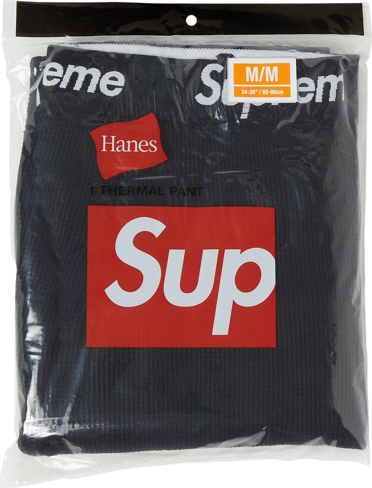 بنطال حراري Supreme x Hanes (عبوة واحدة) "أسود"