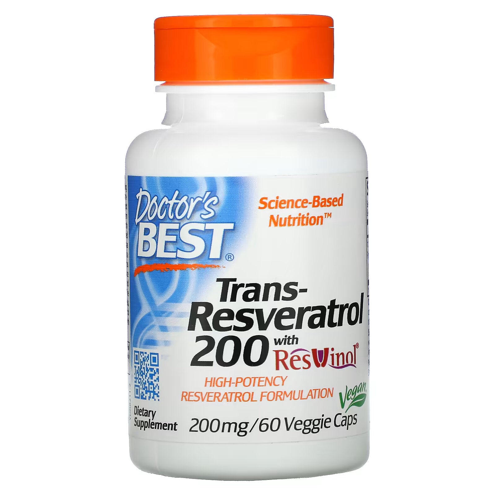 Doctor's Best 200 Trans-Resveratrol with Resvinol, 200 mg, 60 Vegetarian Capsules