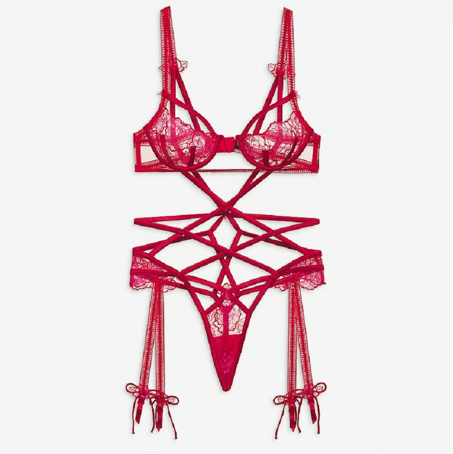 Bodysuit For Love & Lemons Cordelia Teddy, red