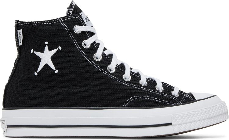 حذاء رياضي Converse Stussy x Chuck 70 High Black، باللون الأسود