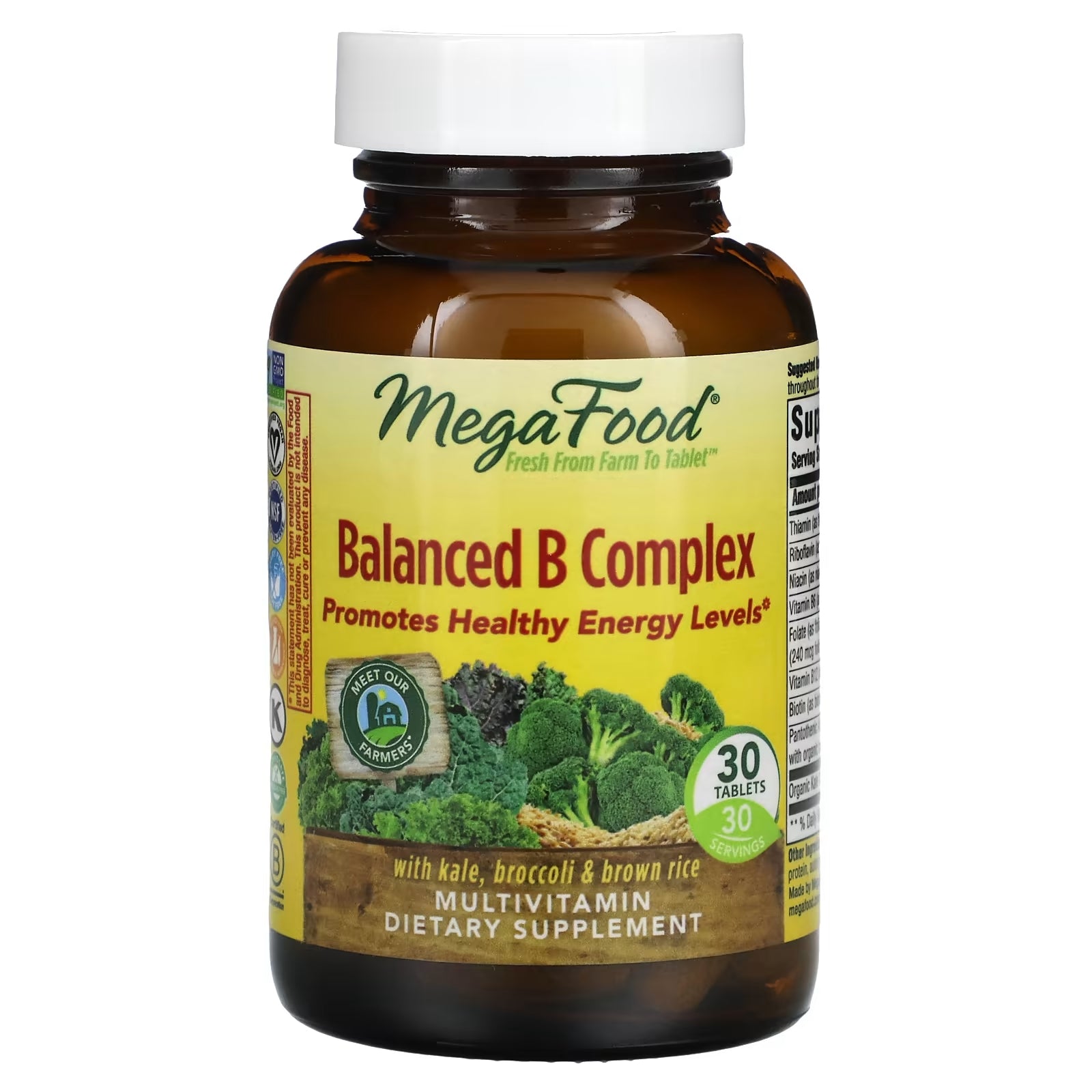 MegaFood Balanced Vitamin B Complex, 30 tablets