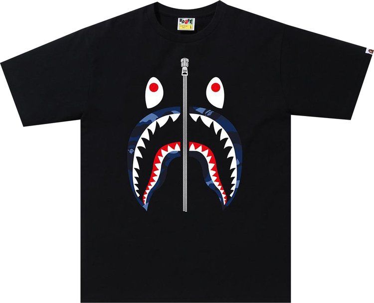 تي شيرت BAPE Color Camo Shark باللون الأسود/البحرية، باللون الأسود