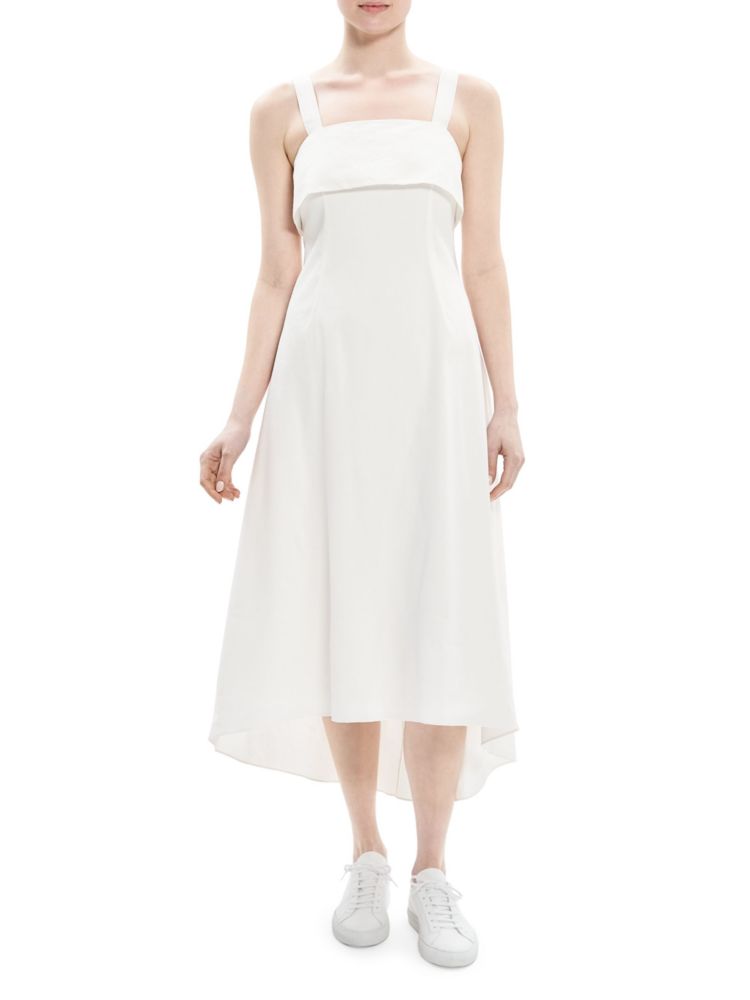 Theory Linen Blend Midi Dress, White