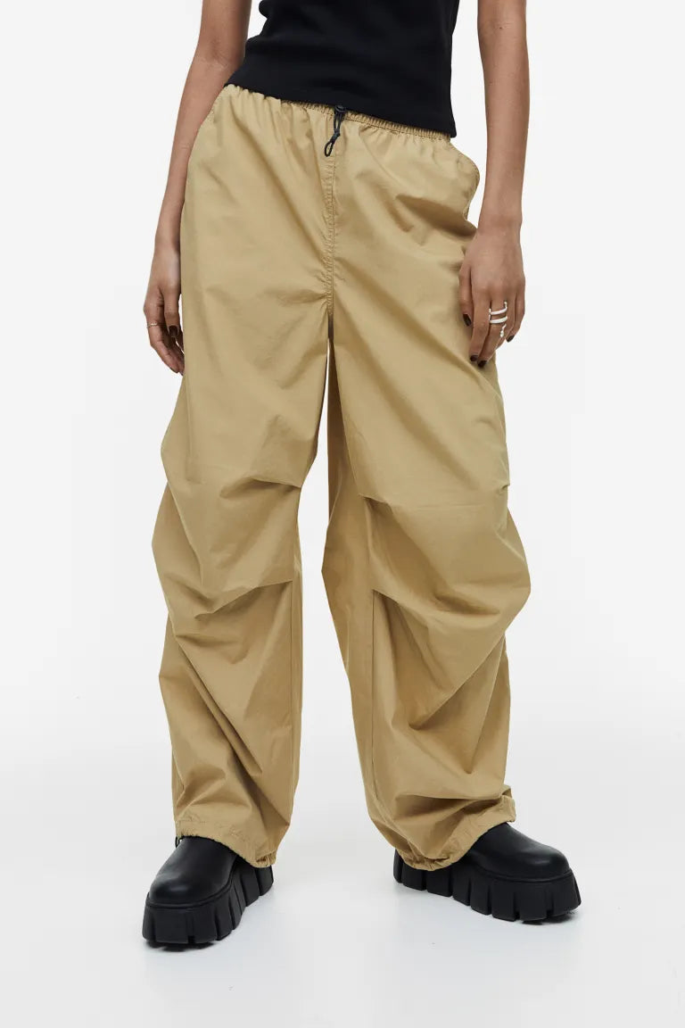 H&M parachute pants, beige