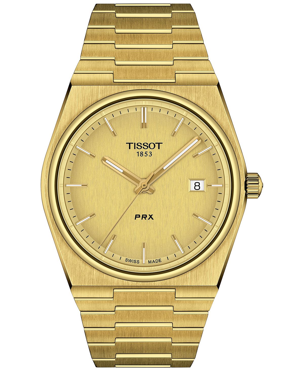 ساعة PRX للرجال بسوار من الفولاذ المقاوم للصدأ باللون الذهبي، 40 مم من Tissot