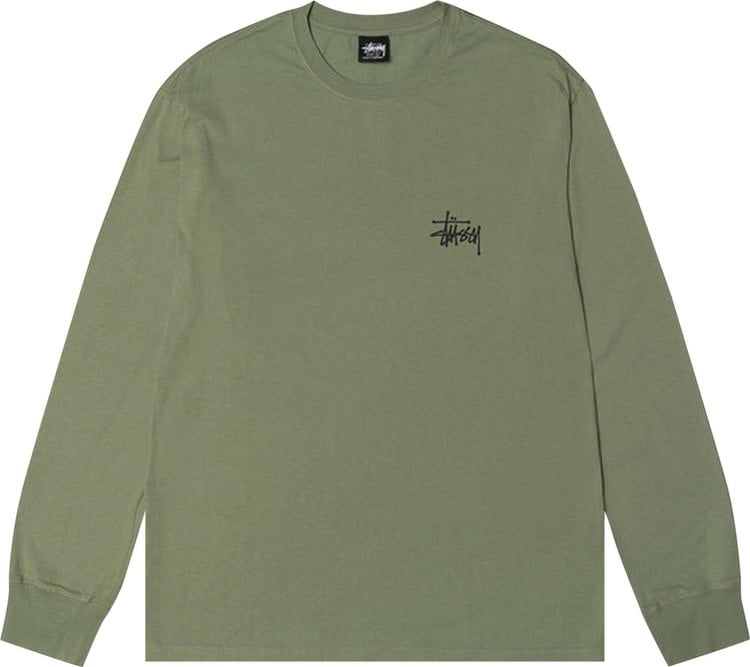 Stussy Basic Pigment Dyed Long-Sleeve Tee 'Artichoke', green