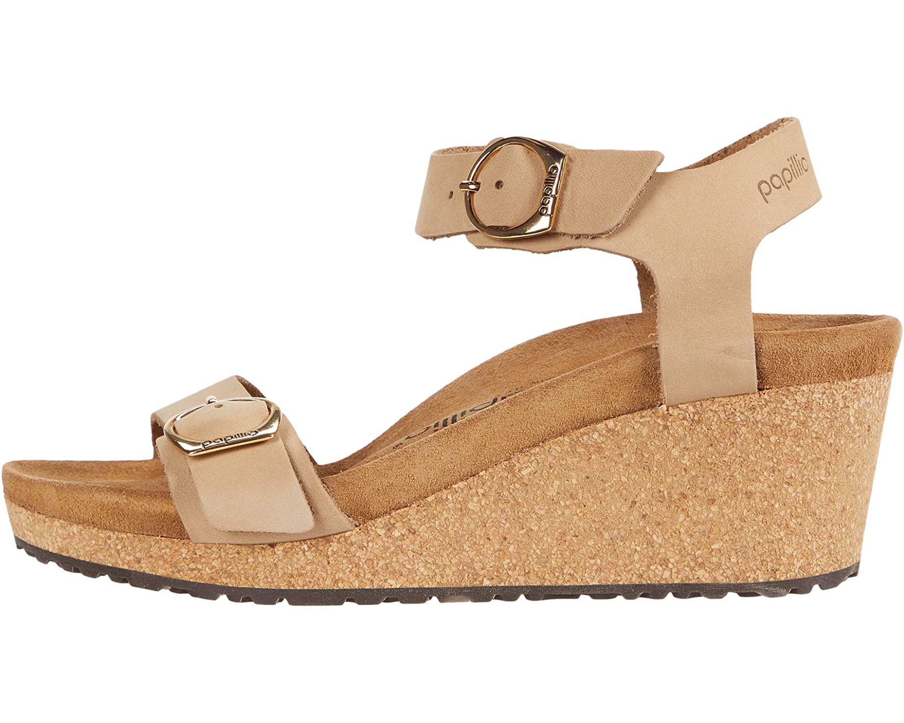 Soley by Papillio Birkenstock heels, nubuck sand castle