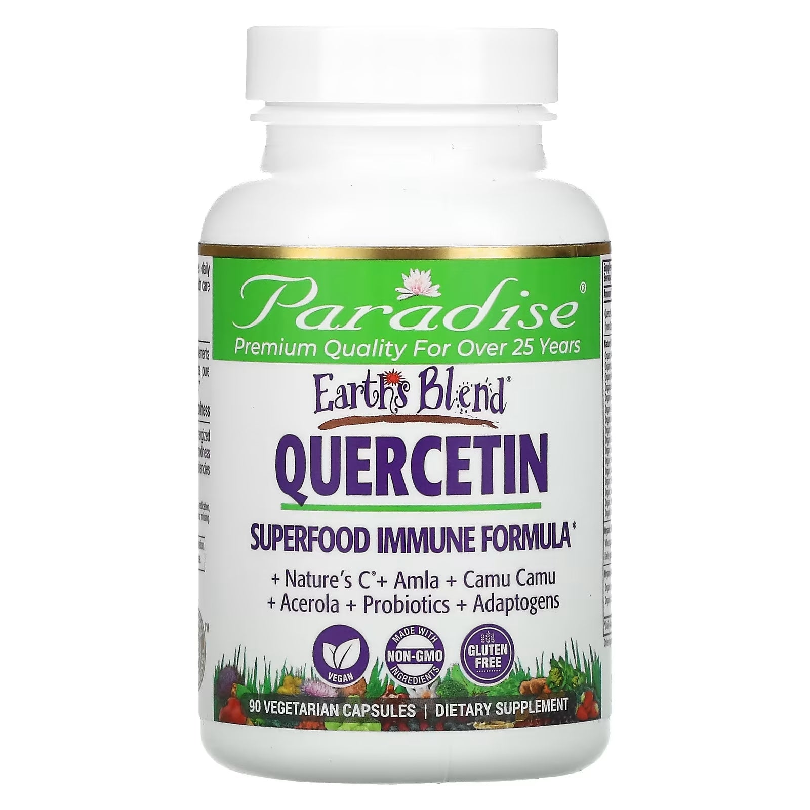 تركيبة غذاء المناعة الفائقة من Paradise Herbs Earth's Blend Quercetin - 90 كبسولة نباتية