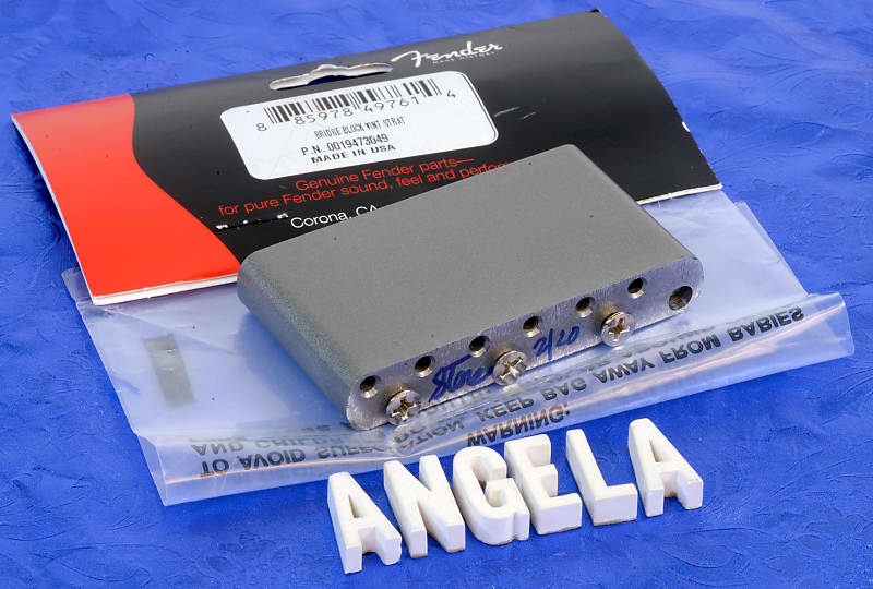 Fender USA Vintage Series Stratocaster Tremolo Bridge Block inspected, signed and dated 0019473049 Genuine Fender 001-9473-000 Steel Block