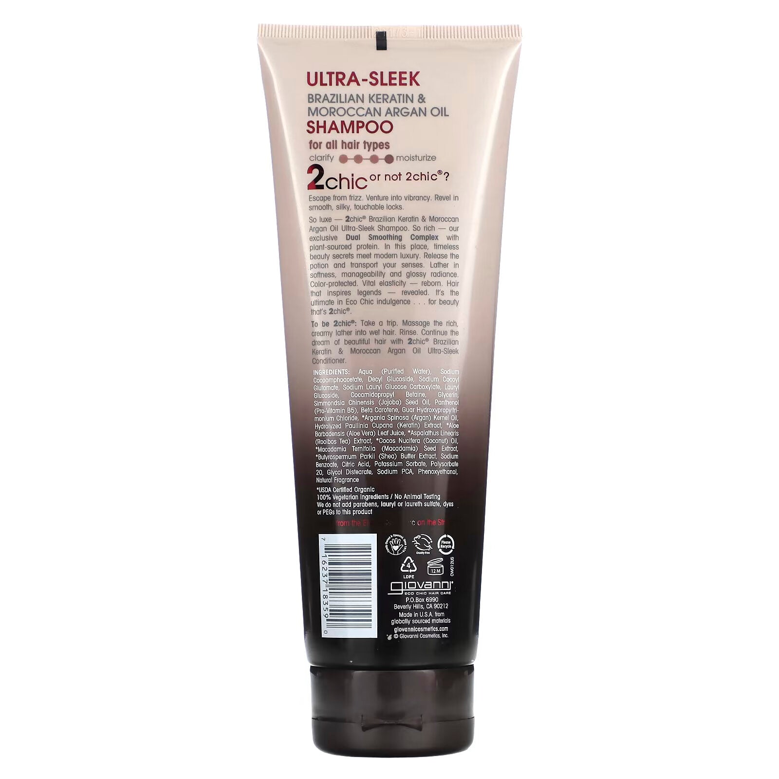 Giovanni, 2chic, ultra-shine shampoo, for all hair types Brazilian Keratin & Moroccan Argan Oil, 250 ml (8.5 fl oz)