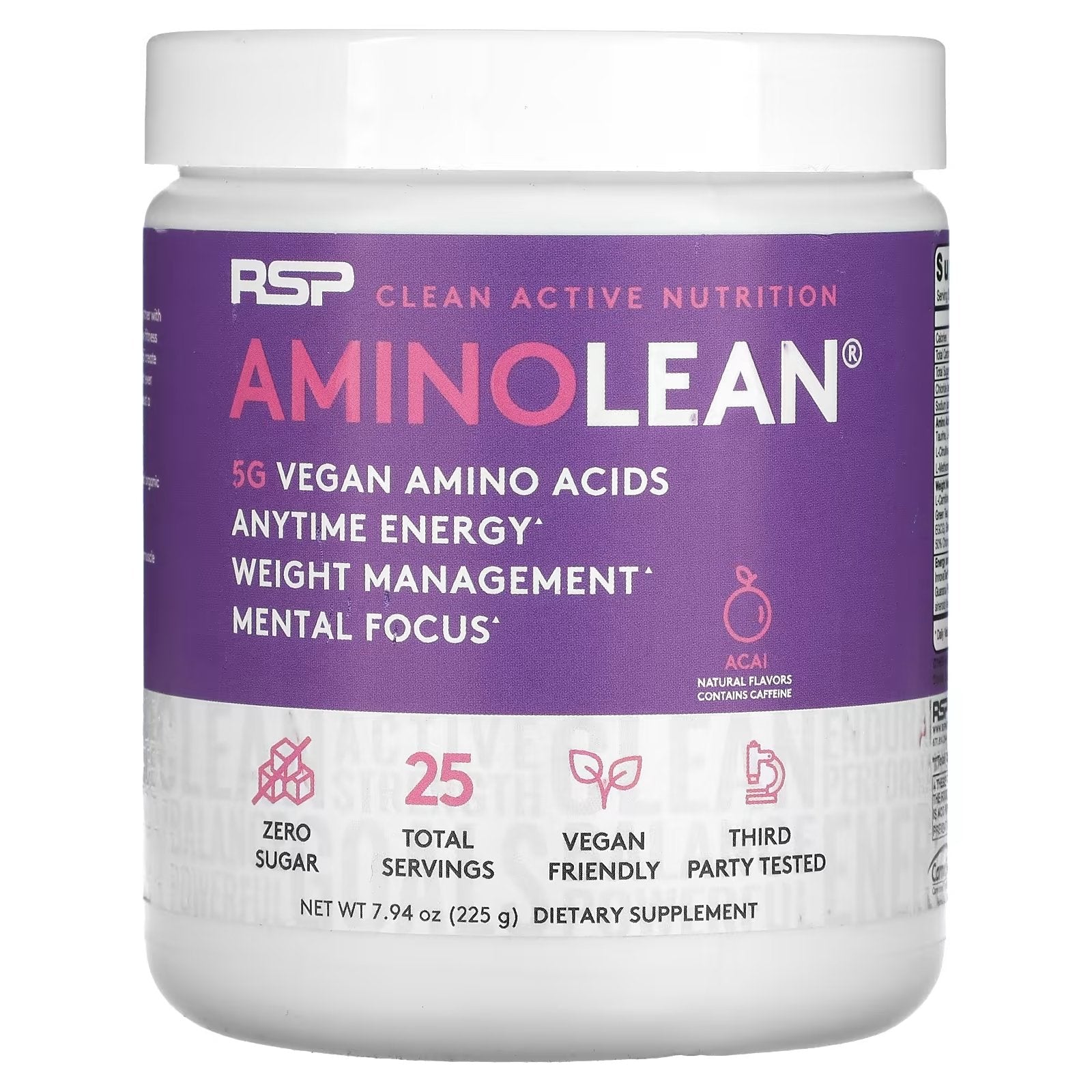 Vegan Acai Amino Acids RSP Nutrition AminoLean, 225 g