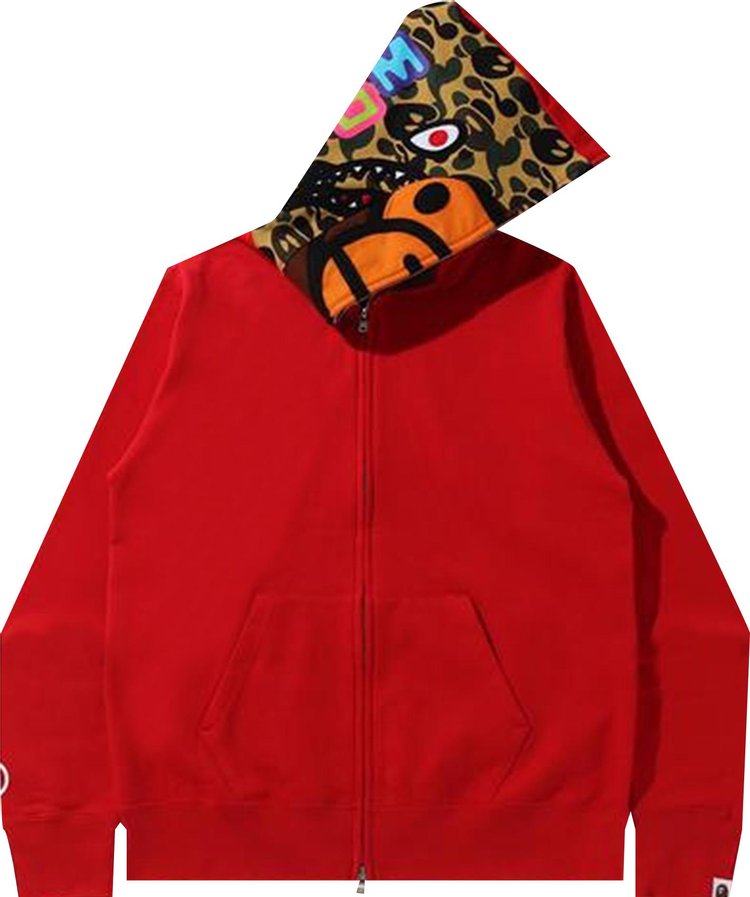 BAPE Milo Shark Full Zip Hoodie 'Red', red