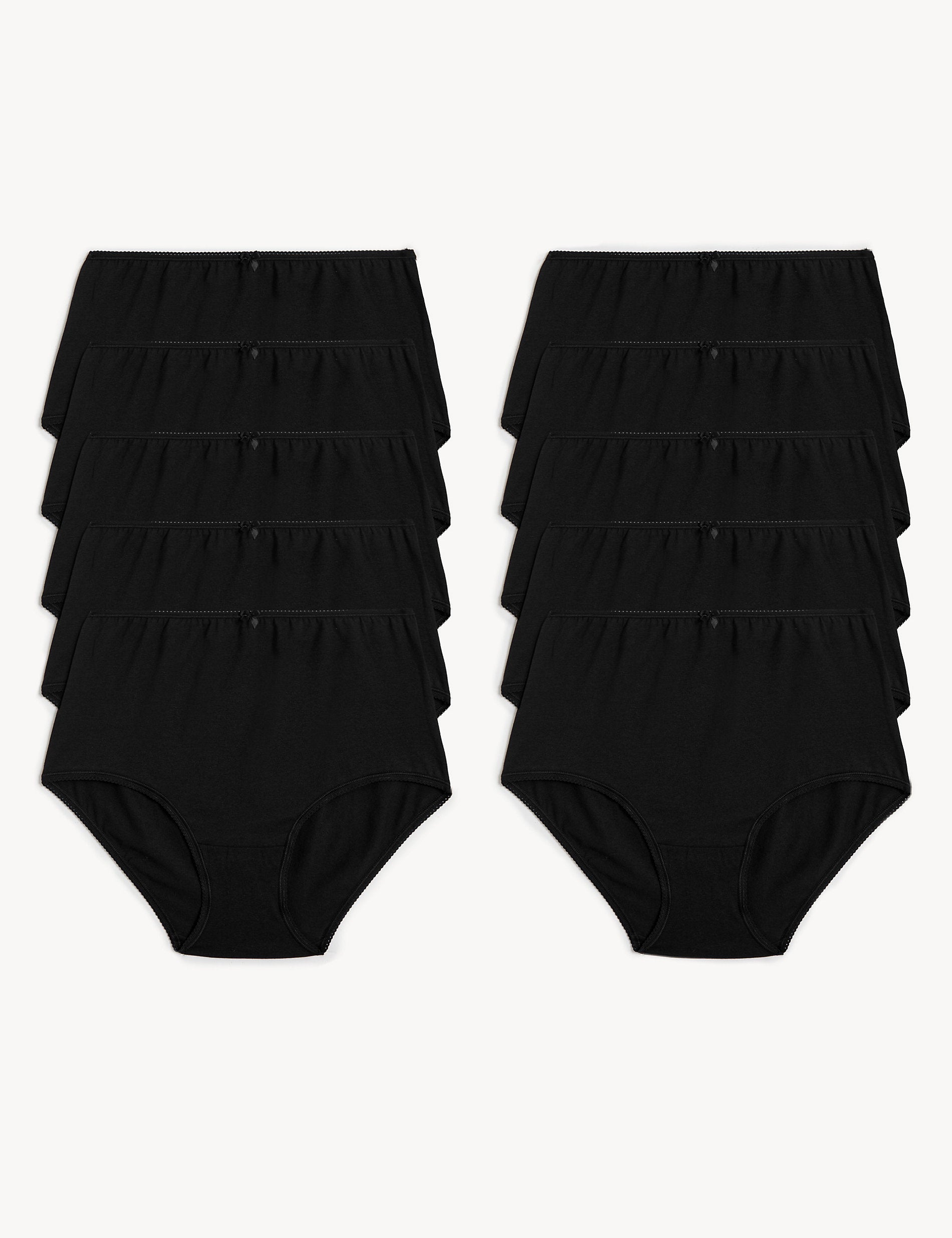 Full length cotton and lycra briefs, 10 pcs. Marks & Spencer, black