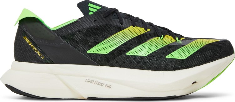 Adidas Adizero Adios Pro 3 'Core Black Solar Green' sneakers, black