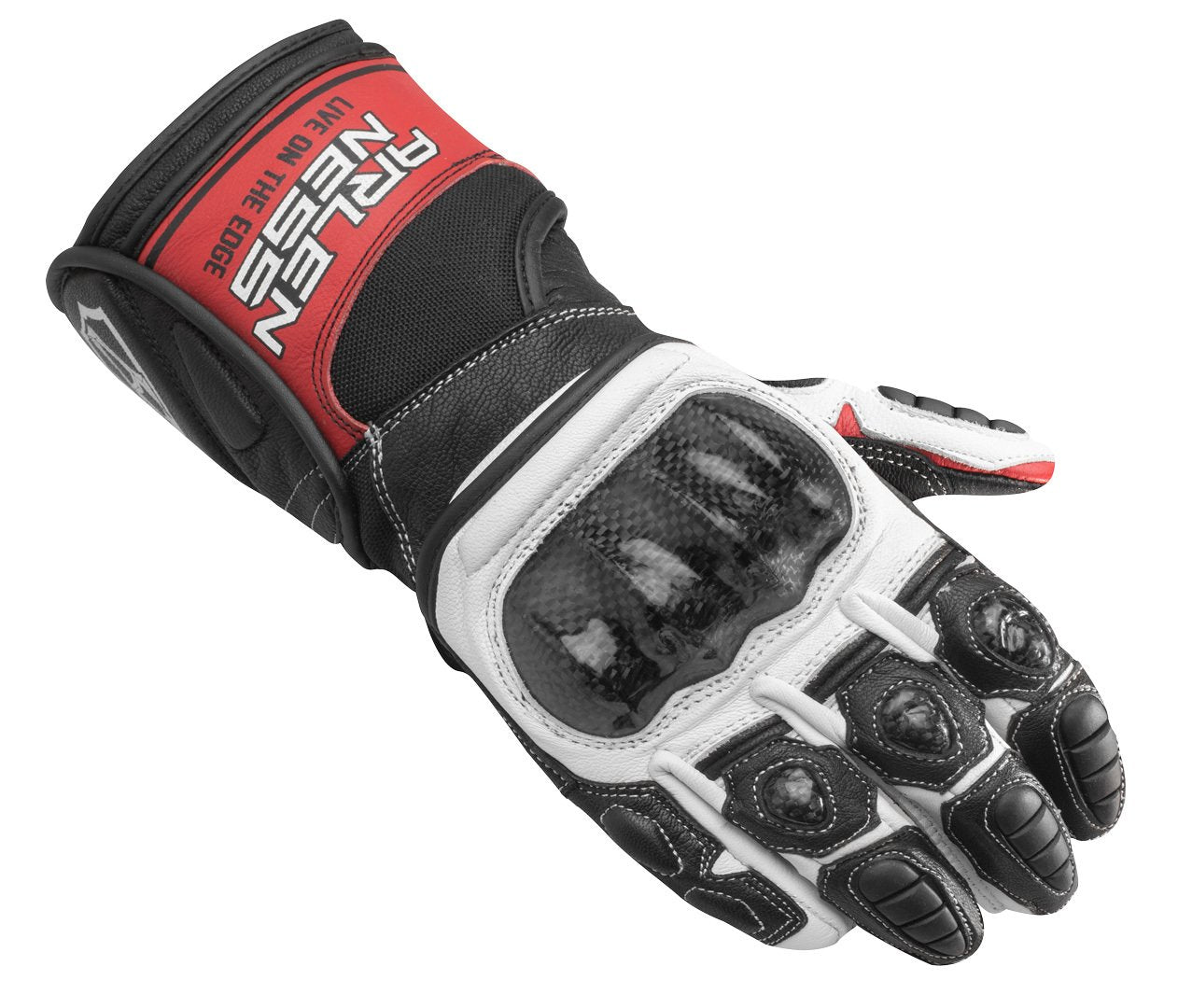 Arlen Ness Mugello Motorcycle Gloves, Black/White/Red