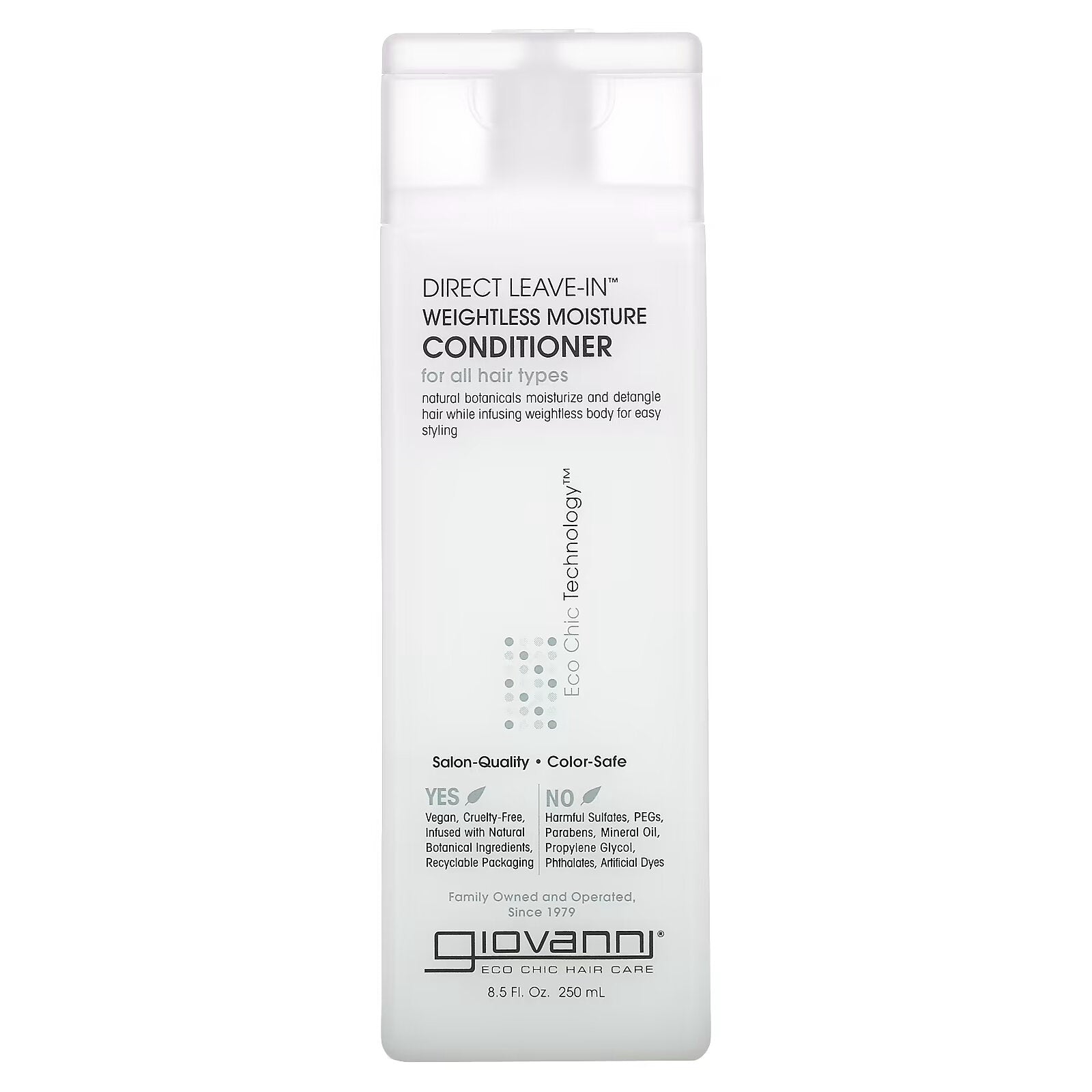 Giovanni, Direct Leave-In, leave-in weightless conditioner for hydrating hair for all hair types, 250 ml (8.5 fl oz)