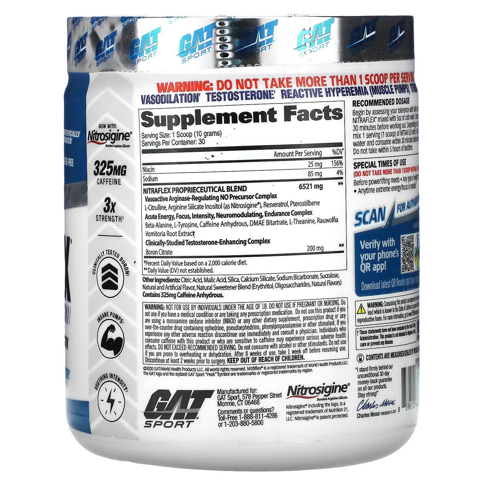 GAT, Sport, NITRAFLEX, Blue Raspberry, 10.6 oz (300 g)