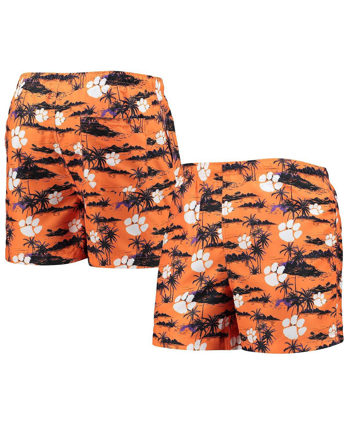 Clemson tigers island palm FOCO men's orange swimming trunks