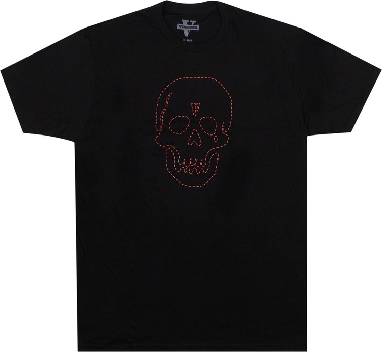 تي شيرت Vlone x Neighborhood Skull بأكمام قصيرة "أسود/أحمر"، أسود