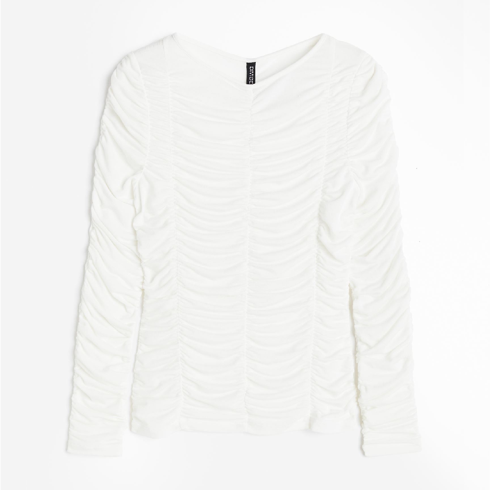 H&M Ruched Mesh top, white