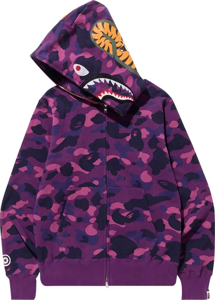 BAPE Color Camo Shark Full Zip Hoodie 'Purple', Purple