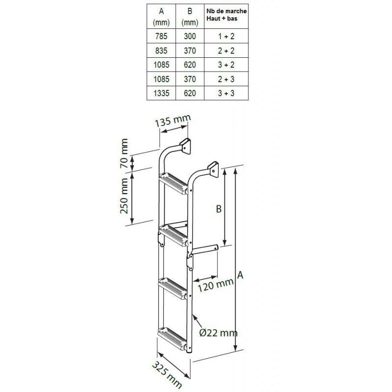 Folding ladder with 90° brackets - ORANGEMARINE - 3+3 NUOVA RADE, clear