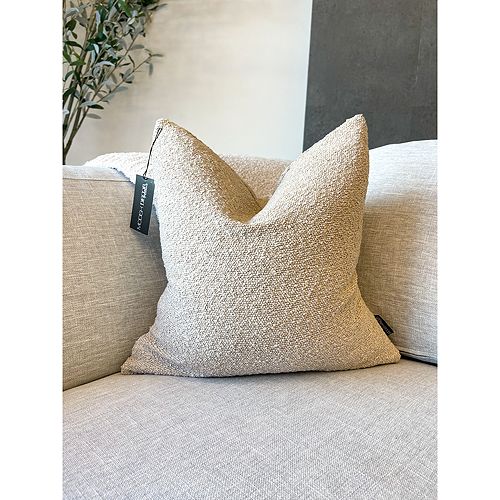 Boucle&;eacute; Throw Pillowcase, 24" x 24" Modish Decor Pillows, Tan/Beige