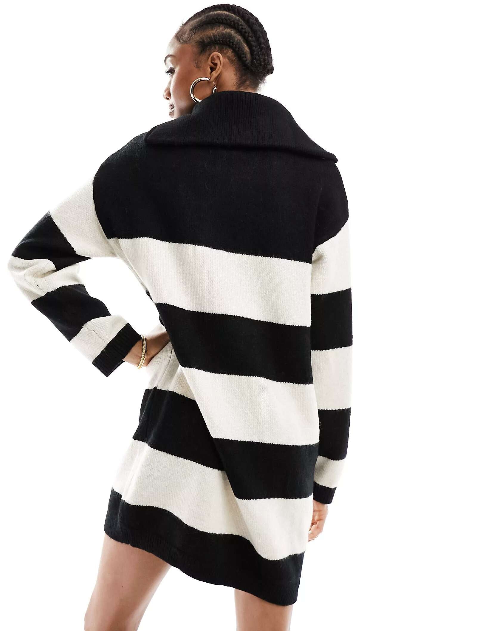 ASOS DESIGN Tall Zip Neck Knit Jumper Dress in Stripe