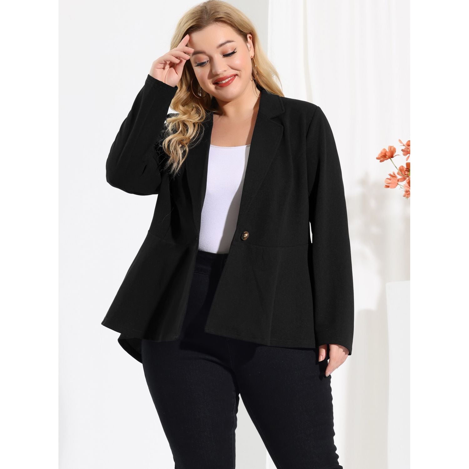 Women's plus size workwear in a modern style fashionable tunic blazers with peplum Agnes Orinda