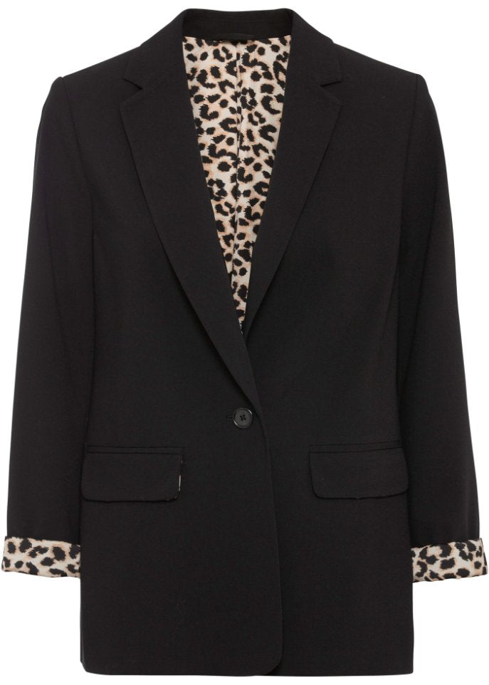 Long lined jacket with Bodyflirt print, black