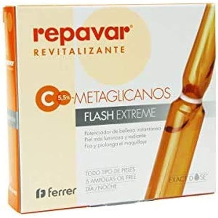 أمبولات Metaglican Revitalizing Flash Extreme 5 تحتوي على 5% من فيتامين C النقي - أمبولات ذات مفعول فوري Flash 156702، Repavar