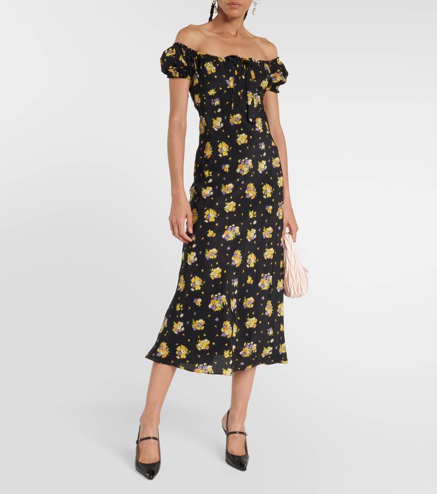 ALESSANDRA RICH floral silk maxi dress, black